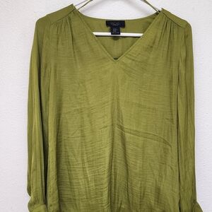 RACHEL Rachel Roy V-Neck Bright Green Blouse